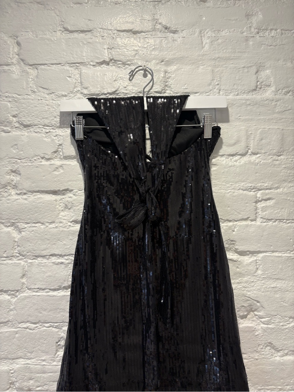 White Fox Boutique Black Sequin Halter Mini Dress - Picture 3 of 3